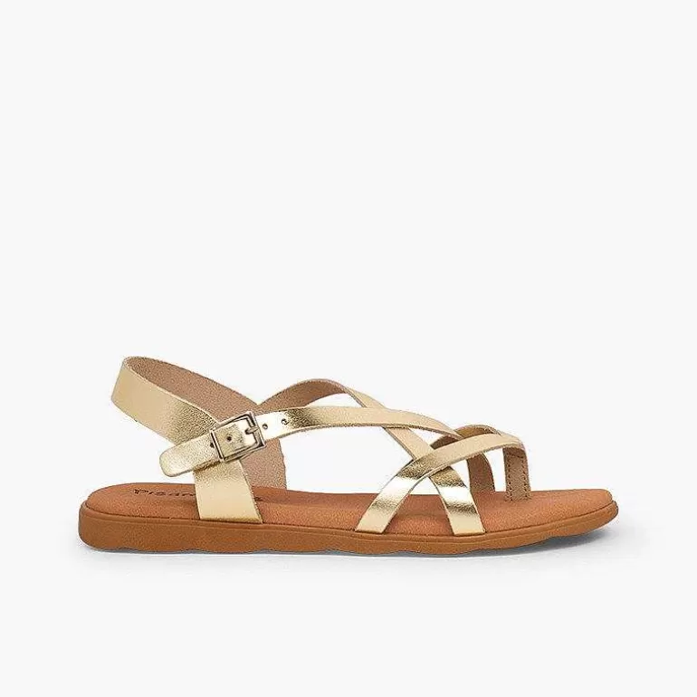 Discount Roman Sandals With Metallic Straps For Women And Girls Girls Sandals