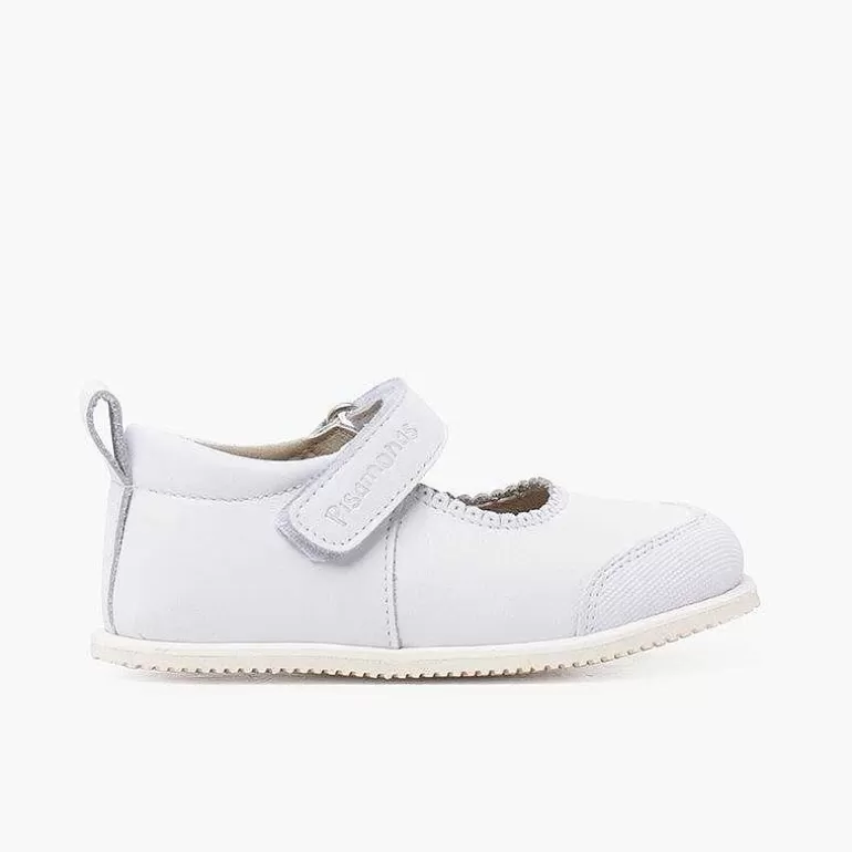 Outlet Sport Leather Mary Janes With Toe Cap And Riptape Fastening Girls Mary Janes