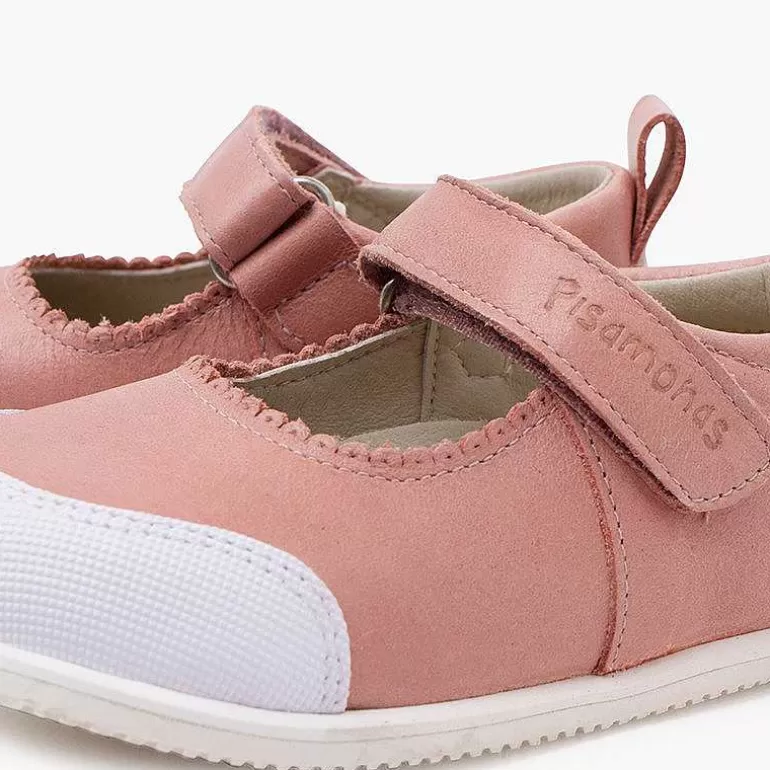 Outlet Sport Leather Mary Janes With Toe Cap And Riptape Fastening Girls Mary Janes