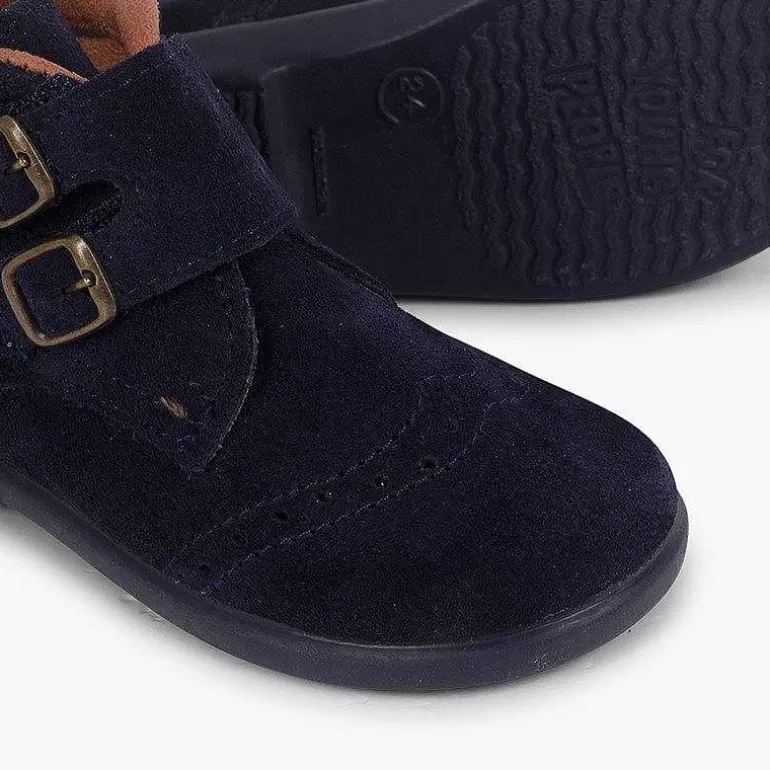 Clearance Suede And Loop Fasteners Booties With Decorative Buckles Girls Boots