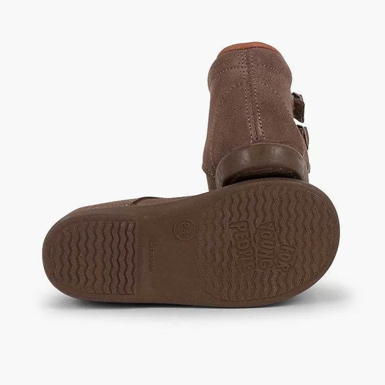Clearance Suede And Loop Fasteners Booties With Decorative Buckles Girls Boots