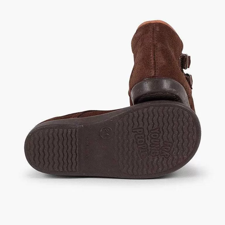 Clearance Suede And Loop Fasteners Booties With Decorative Buckles Girls Boots