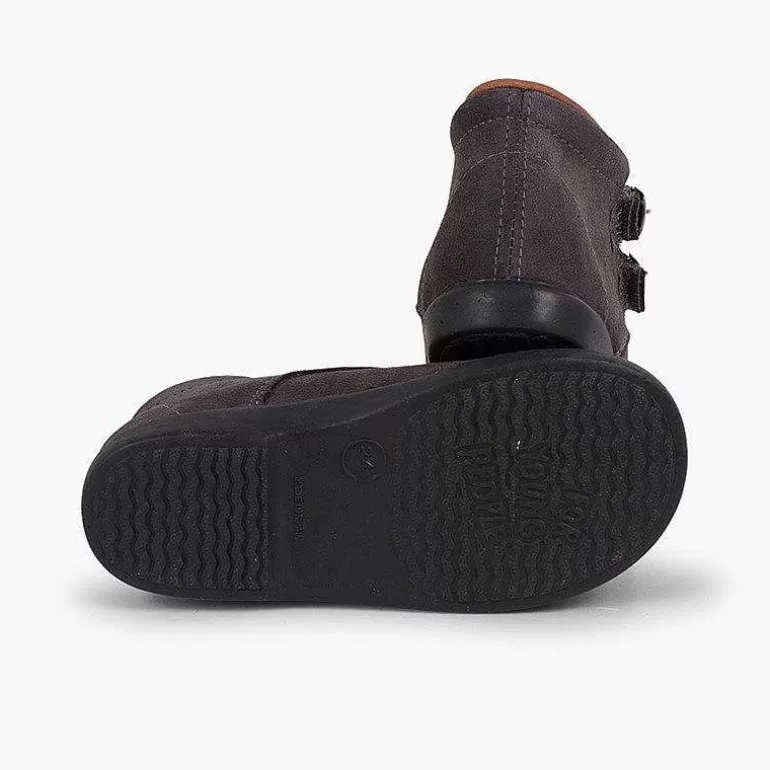 Clearance Suede And Loop Fasteners Booties With Decorative Buckles Girls Boots