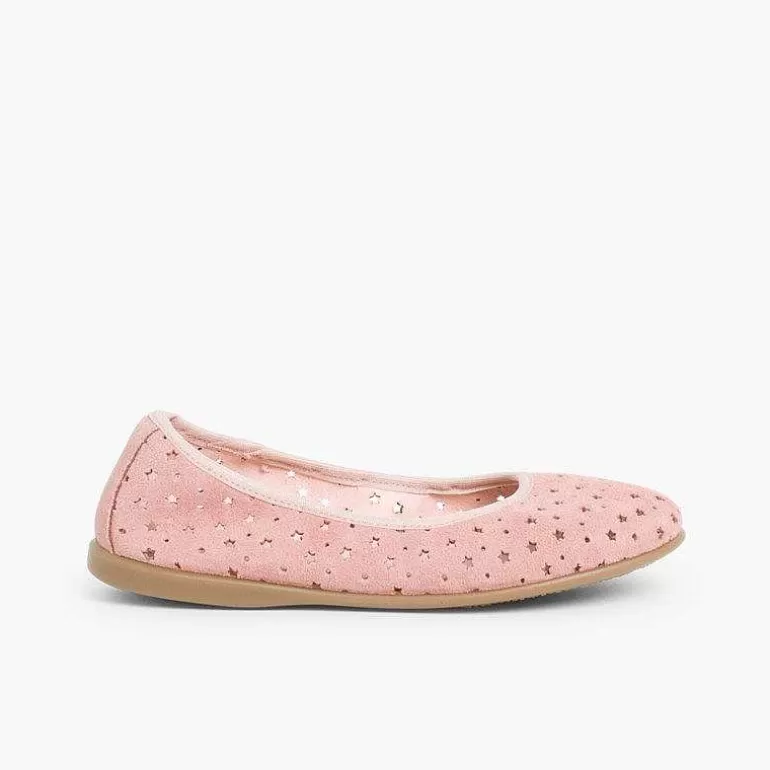 Cheap Suede Ballet Pumps With Elastic And Star Punch Hole Detail Women Ballet Pumps And Flats