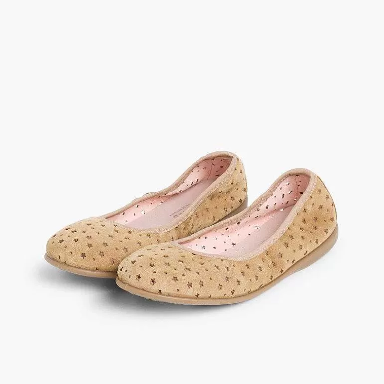 Cheap Suede Ballet Pumps With Elastic And Star Punch Hole Detail Women Ballet Pumps And Flats