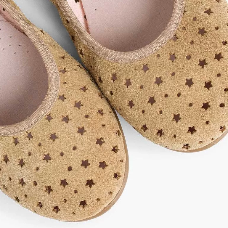 Cheap Suede Ballet Pumps With Elastic And Star Punch Hole Detail Women Ballet Pumps And Flats