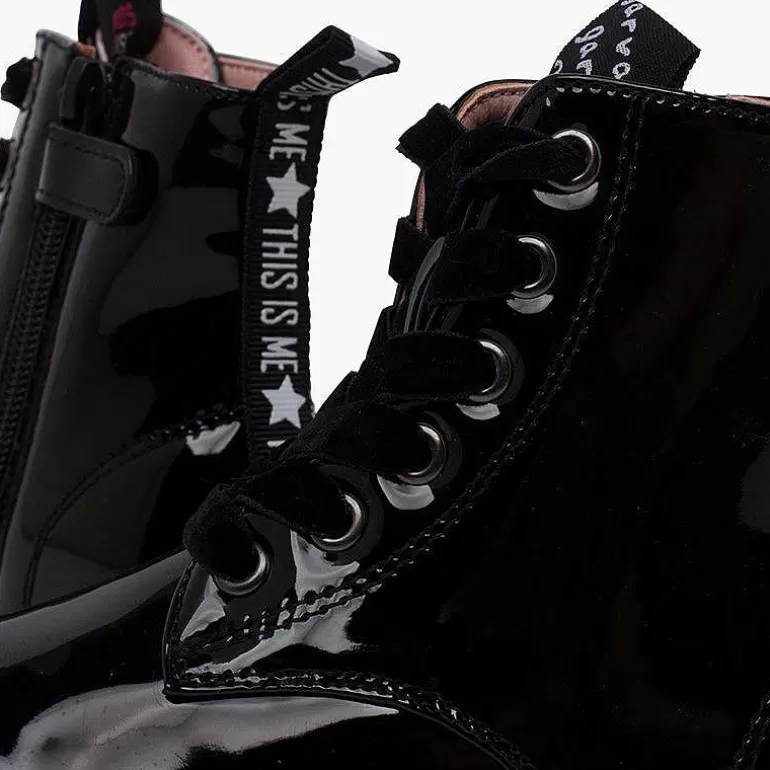 Hot Velvet Laced Boots Type Patent Leather Garvalin Girls Boots