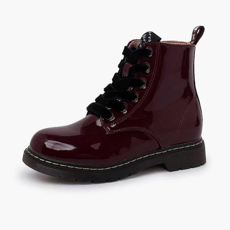 Hot Velvet Laced Boots Type Patent Leather Garvalin Girls Boots