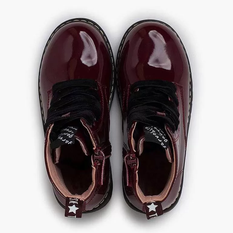 Hot Velvet Laced Boots Type Patent Leather Garvalin Girls Boots