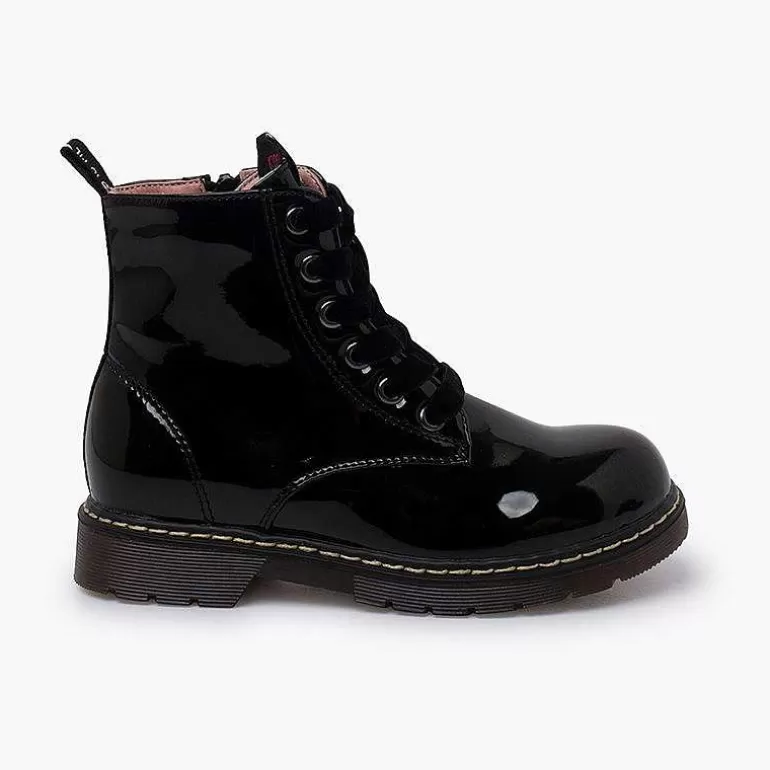 Hot Velvet Laced Boots Type Patent Leather Garvalin Girls Boots