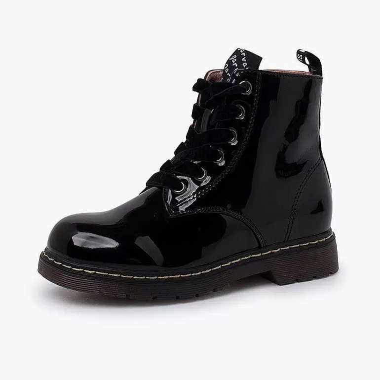 Hot Velvet Laced Boots Type Patent Leather Garvalin Girls Boots