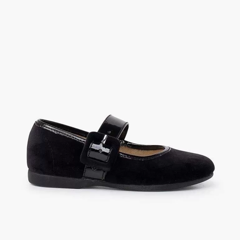 Sale Velvet Mary Jane Wide Strap Type Patent Leather Girls Mary Janes