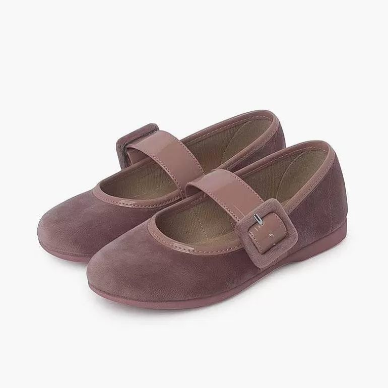Sale Velvet Mary Jane Wide Strap Type Patent Leather Girls Mary Janes
