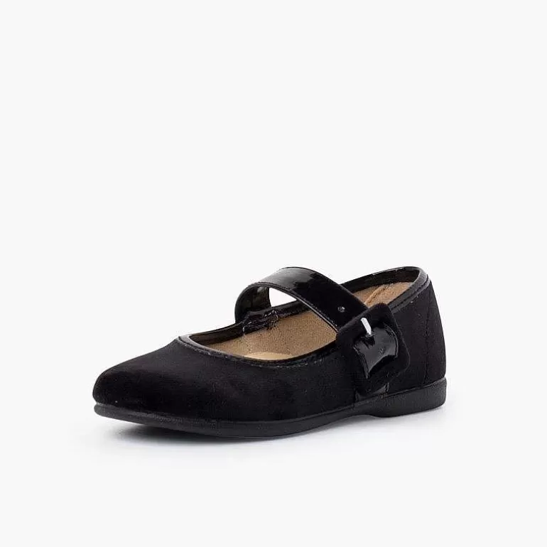 Sale Velvet Mary Jane Wide Strap Type Patent Leather Girls Mary Janes