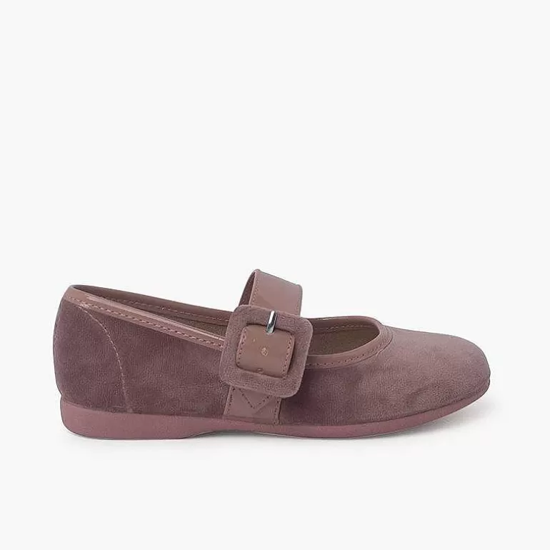 Sale Velvet Mary Jane Wide Strap Type Patent Leather Girls Mary Janes
